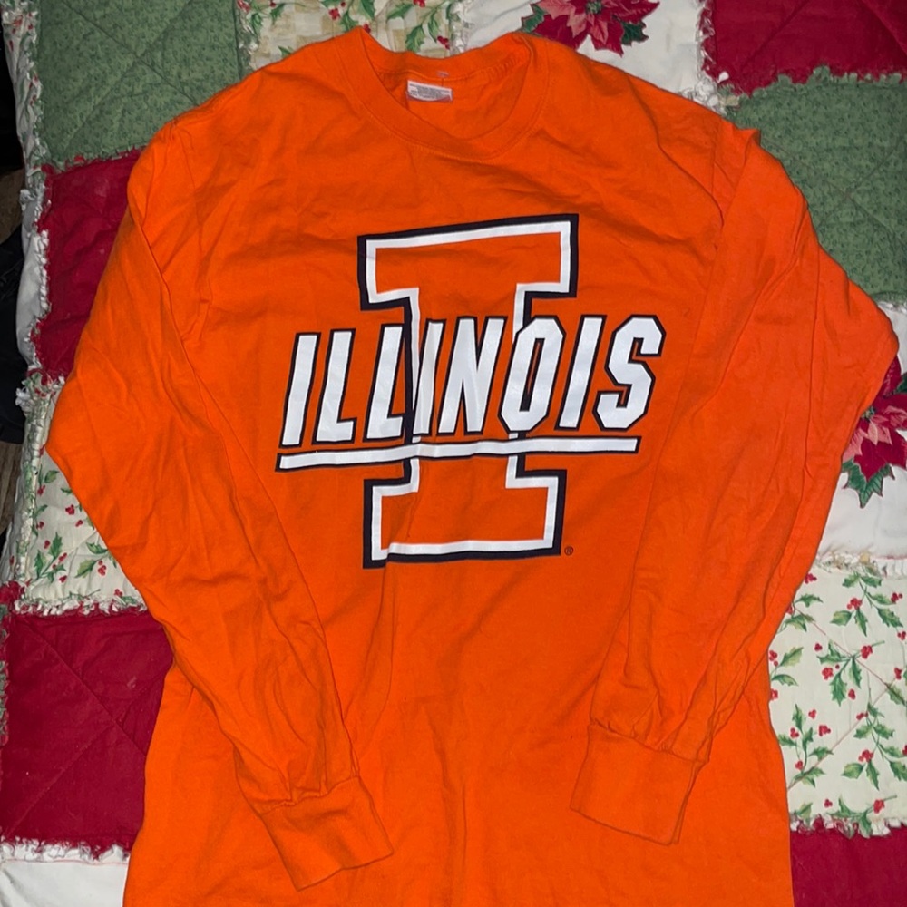 UNIVERSITY OF ILLINOIS LONG SLEVEE T-SHIRT SIZE SMALL ORANGE